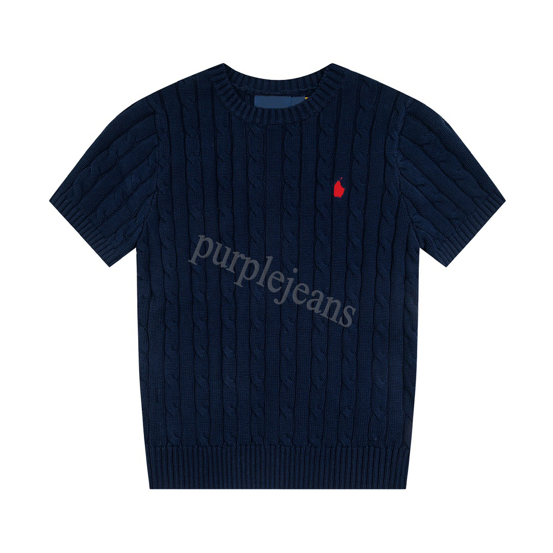 Men's Shirts Designer RLT-shirt Cotton men's POLO round neck solid color pony embroidery logo knitted short sleeved sports polo sweat a