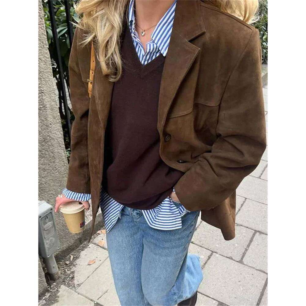 Tossy Vintage Fashion Pocket Jackets For Women High Street Lapel Elegant Solid Commute Winter Outwear Ladies 2024 Coat