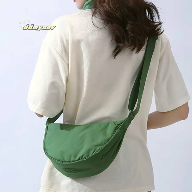 Solid Color Women's Portable Shoulder Simple Female Nylon Cloth Padded Crossbody Bags Travel Purse Handbags Messenger Bag ddmynov
