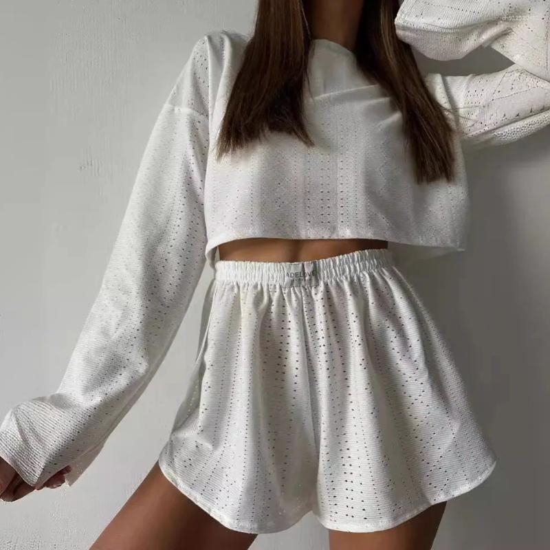 Survêtements pour femmes 2025 vêtements de nuit été décontracté minceur simple chemise à manches courtes shorts creux respirant loisirs ensemble