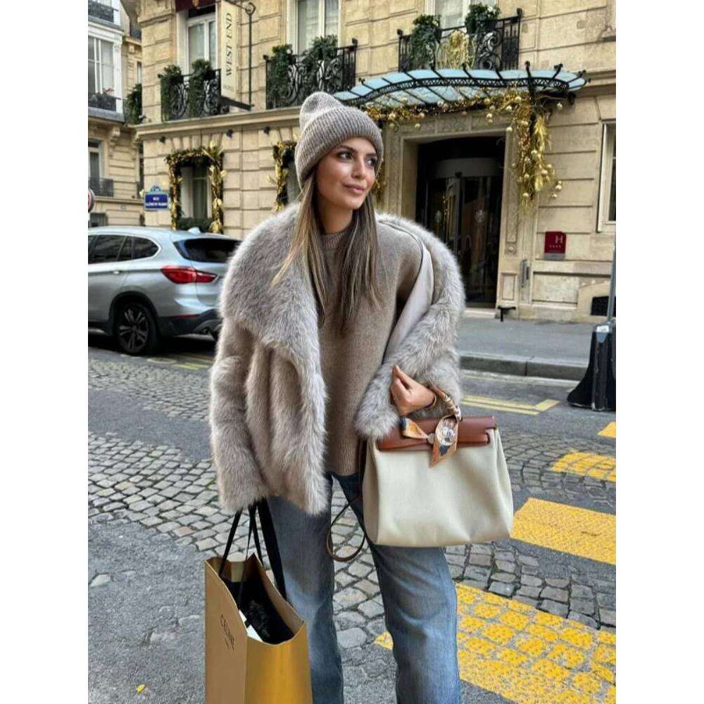 Faux Fur Cardigan Coat Women Solid Long Sleeve Button Fashion Short Coats Ladies Elegant Autumn Winter Warm Thick Jackets