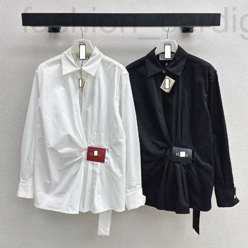 Women's Blouses & Shirts Designer designer 2025 Spring/Summer Loose fit Collar Fold Design Leather Decorative Shirt Casual Versatile M2R5 AYE7