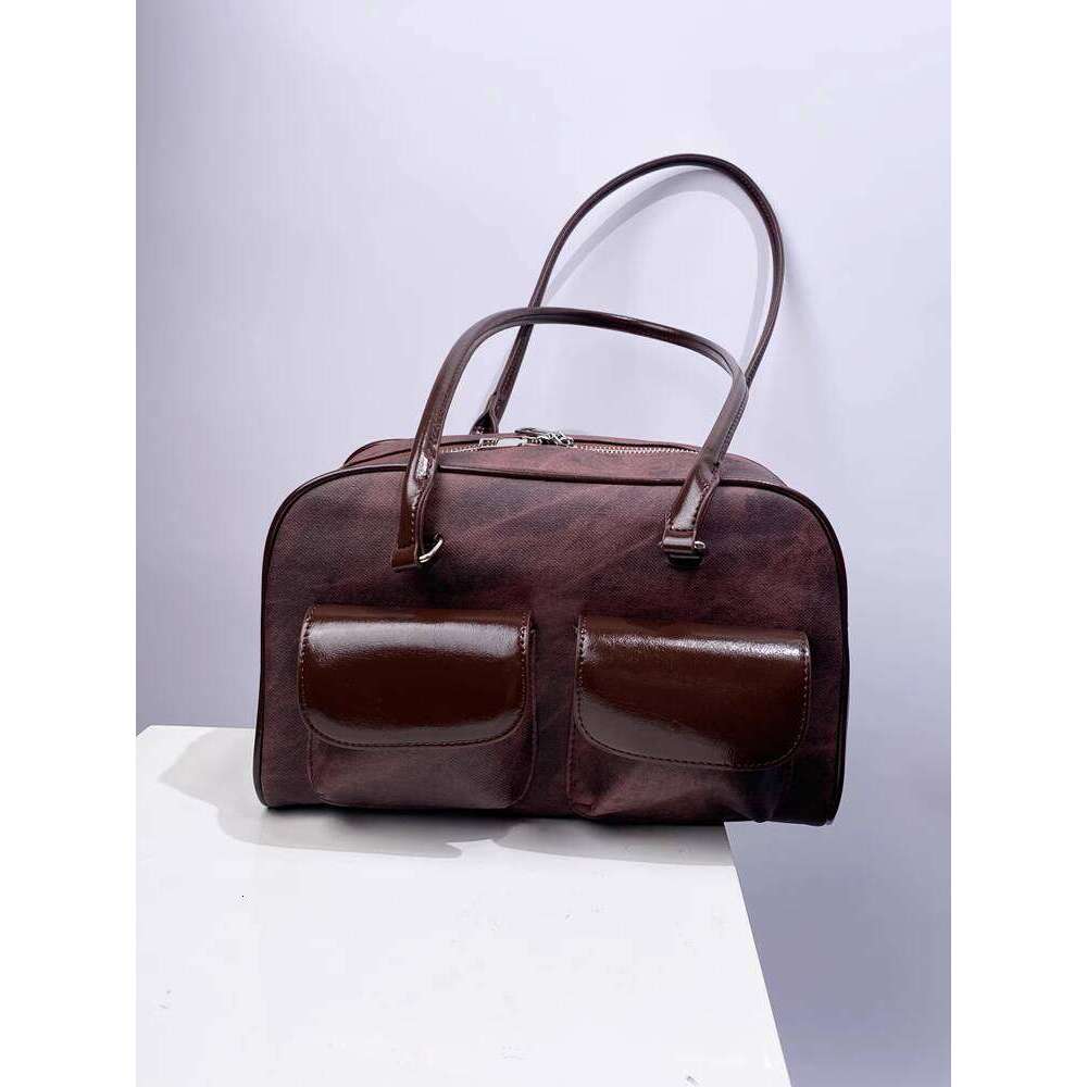 Boston Pillow Korean Niche New Double Pocket Style Square Handbag Shoulder Underarm Bag