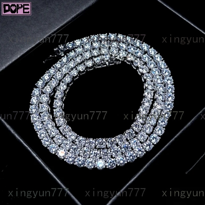 Pass Diamond Tester 3/4/5mm Tennis Chain 925 Silver Tennis Necklace Hiphop Iced Out Moissanite Tennis Chain
