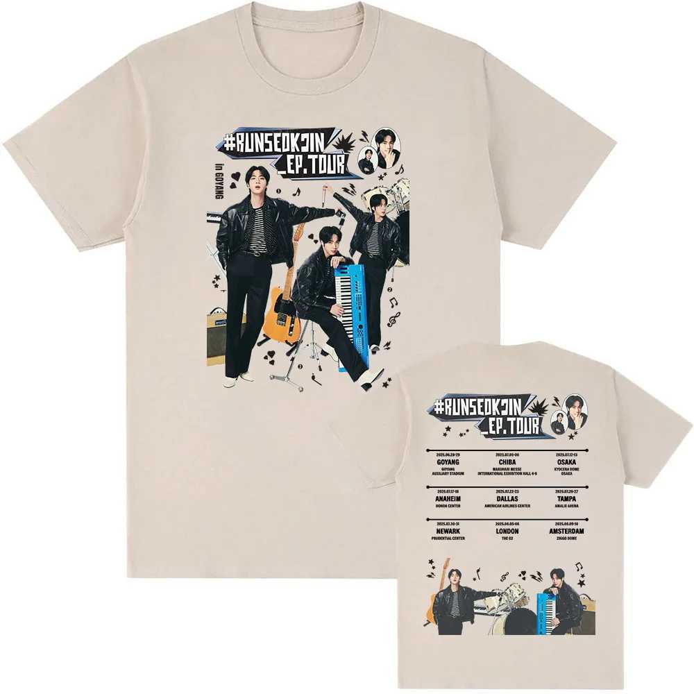Jin Runseokjin EP Tour 2025 T-shirts coréen chanteur graphique T-shirt à manches courtes Coton T-shirt d'été pour hommes / femmes vêtements x2506