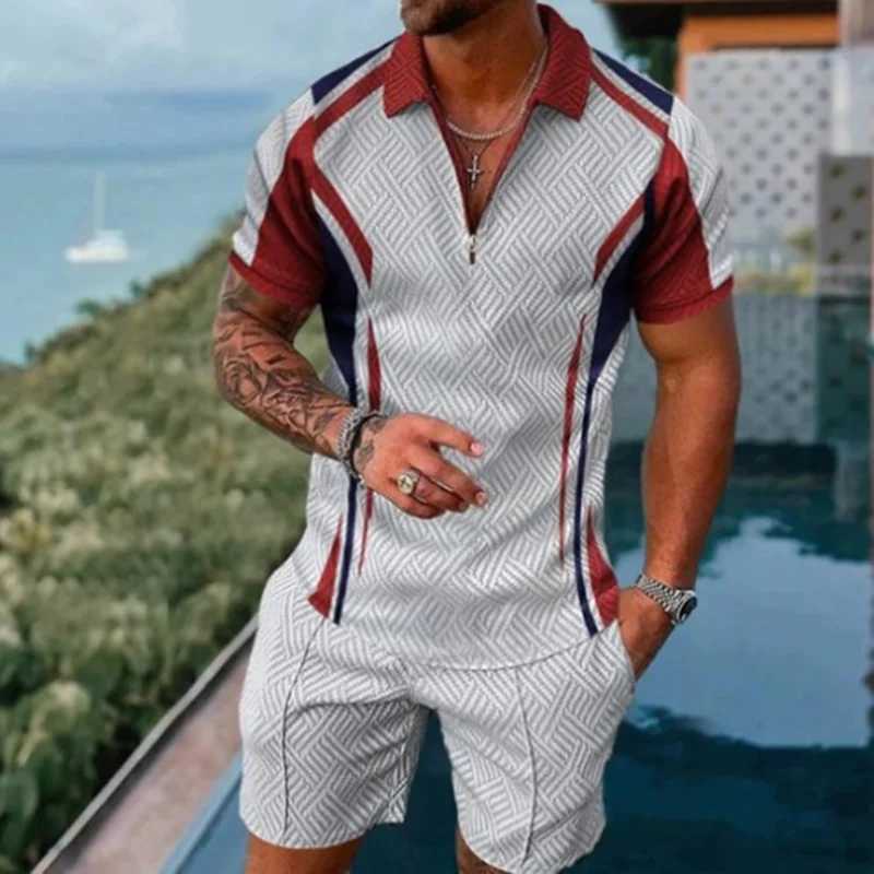 Fashion Summer Mens Tracksuit Clans à manches courtes Polo Set Chaîne de luxe Print Imprimé 2 pièces Suisse décontractée Streetwear tenue W250613