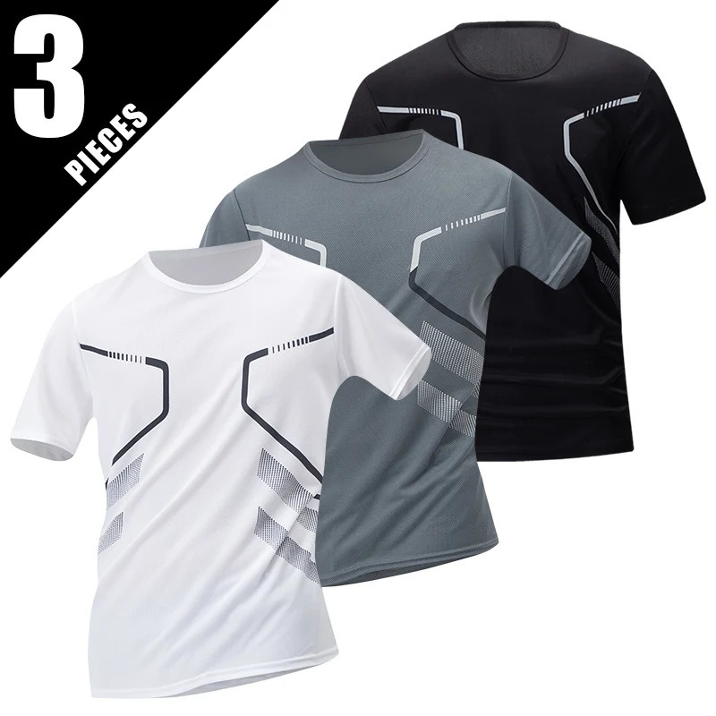 1/3/4 Pieces Summer Mens Printed Quick-drying Breathable Short-sleeved Plus Size Loose Sports Casual T-shirt Multicolor Choice 250613