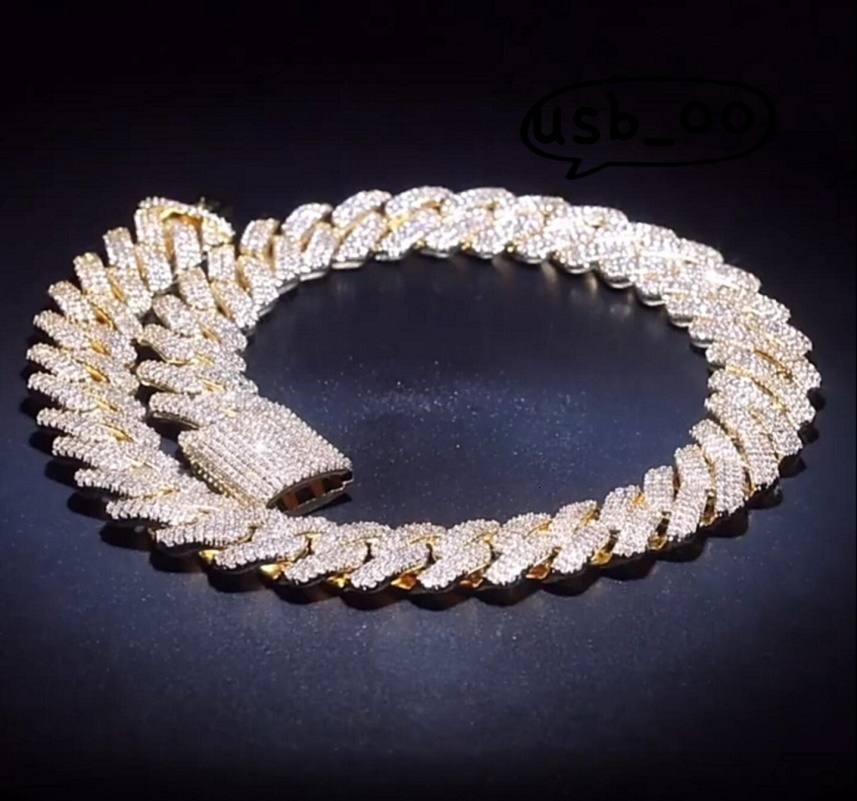 OACOCA Mens Gold Cuban Link Chain Necklace High Quality Iced Out Chains Hip Hop Bling Necklaces Jewelry 20mm