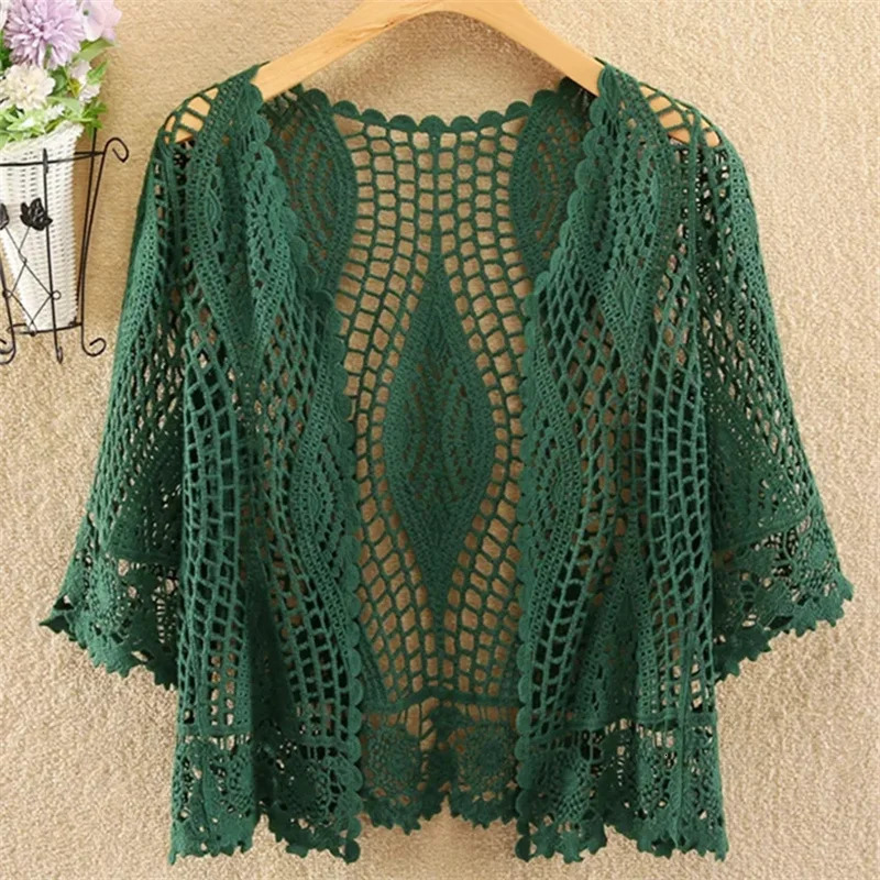 Women Jacket Womens Hollow Shawl Cheongsam Cardigan in Spring and Summer sun Protection Blouse Fashionable Loose Thin Coat 250611