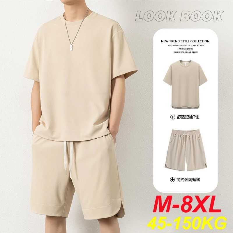Summer Homme Tracksuit Set Big Size 8xl Short T-shirt à manches courtes Short haut de gamme Sports Tapis à deux pièces