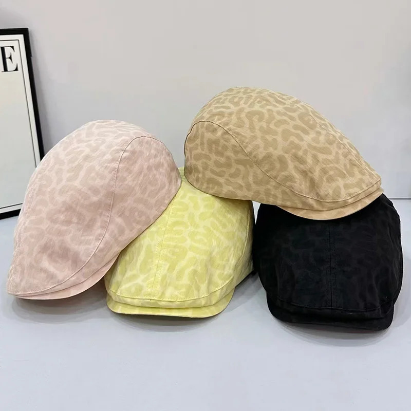 Spring casquette boy cap for women thin quick drying leopard print peaked caps summer hat for men 250612