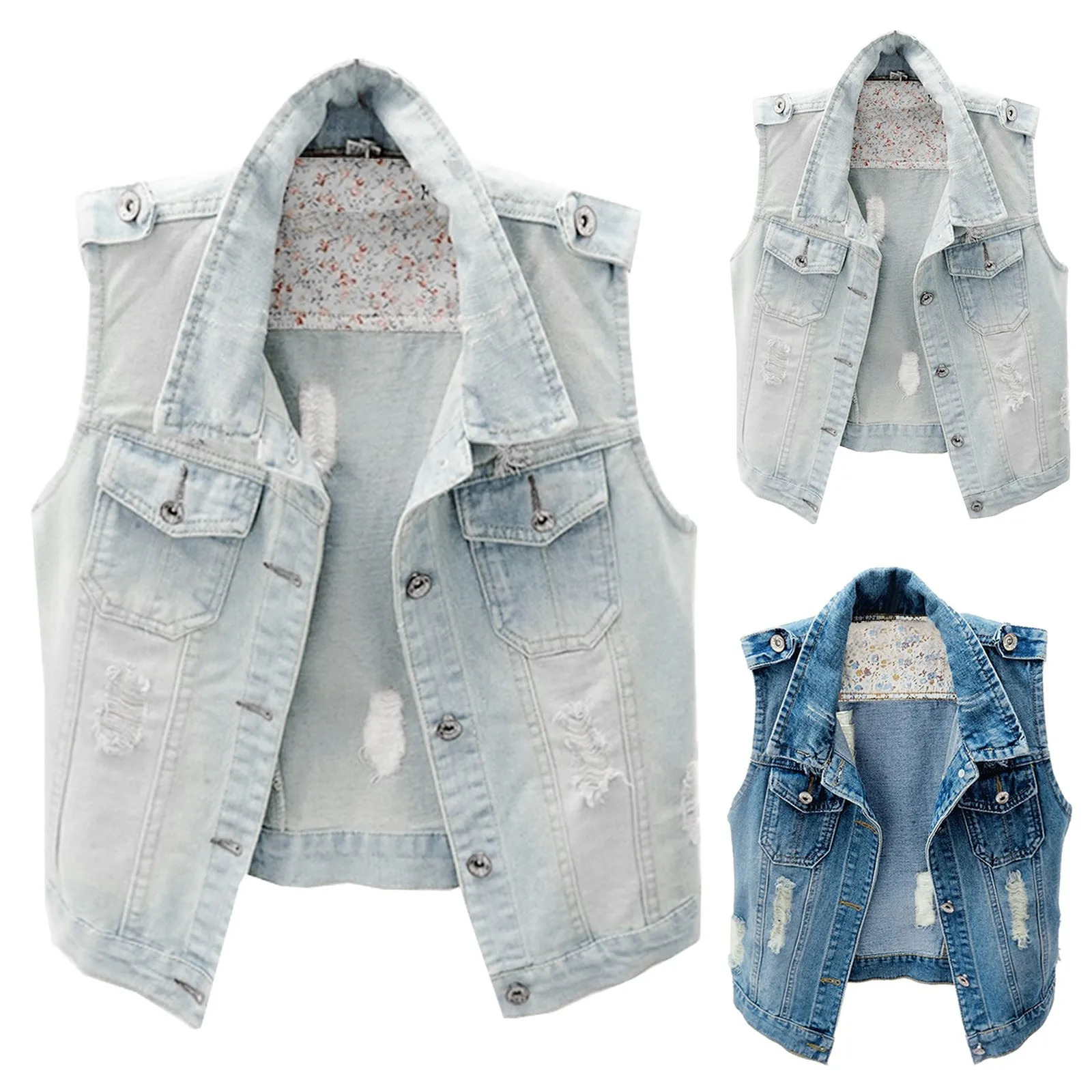 Veste en jean sans manches pour femmes