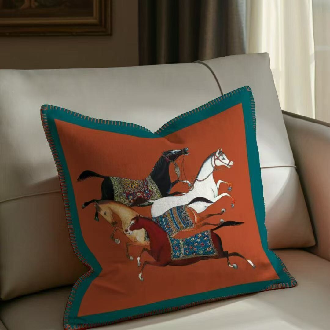 European-style 3D eco-friendly printed fox fur fabric right-angle lock edge type case cushion/sofa backrest cover 4545cm M260228-image-1095797807