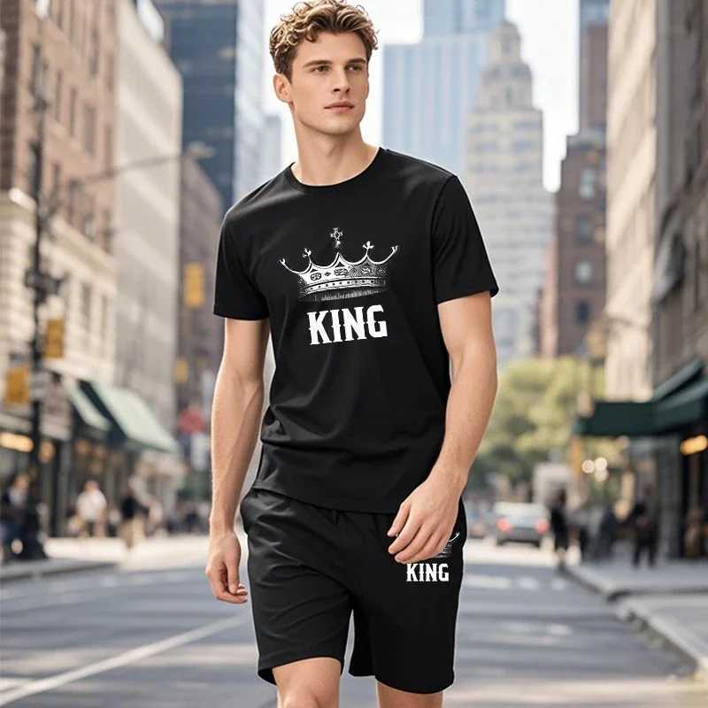 Vente chaude pour hommes courts courte du costume T-shirt à col décontracté + shorts 2 pcs set de fitness sportif jogging shorts 2025 Summer Trac