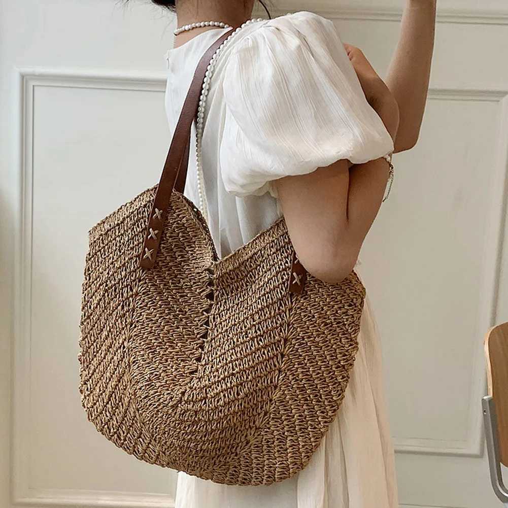 Été pour les femmes creux raphia crochet sacs de plage en rotin tissé sac à bandoulière mode tissage dames fourre-tout sacs à main 2023 Z250612