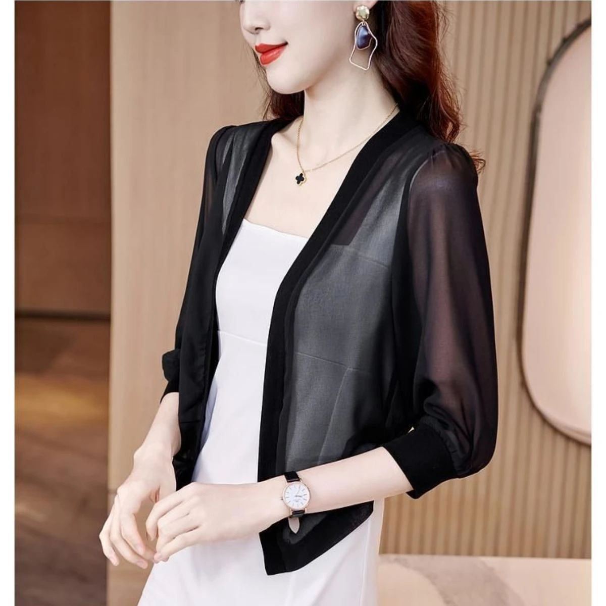 Chic Spring Summer Women Cardigan Sunscreen Chiffon Coat Shirt Vintage Thin Tops Short Jackets n Shawl 250611
