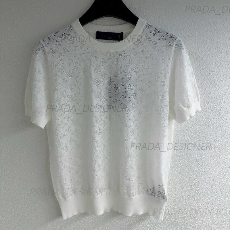 Chandails pour femmes Designer High 2025 Summer Brand Hollow Jacquard Round Neck Knit Pull
