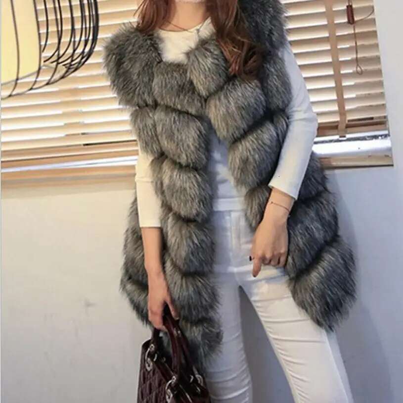 Winter New Faux Fox Warm Women vest Coat Women's Mid-Length Casual High quality Fur Vest