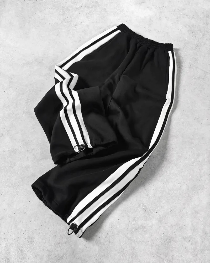 Personalized Casual Trousers Classic Striped Loose Knitted Pants Men Y2k Goth American Street Trendy Wide-leg Pants Women 250612