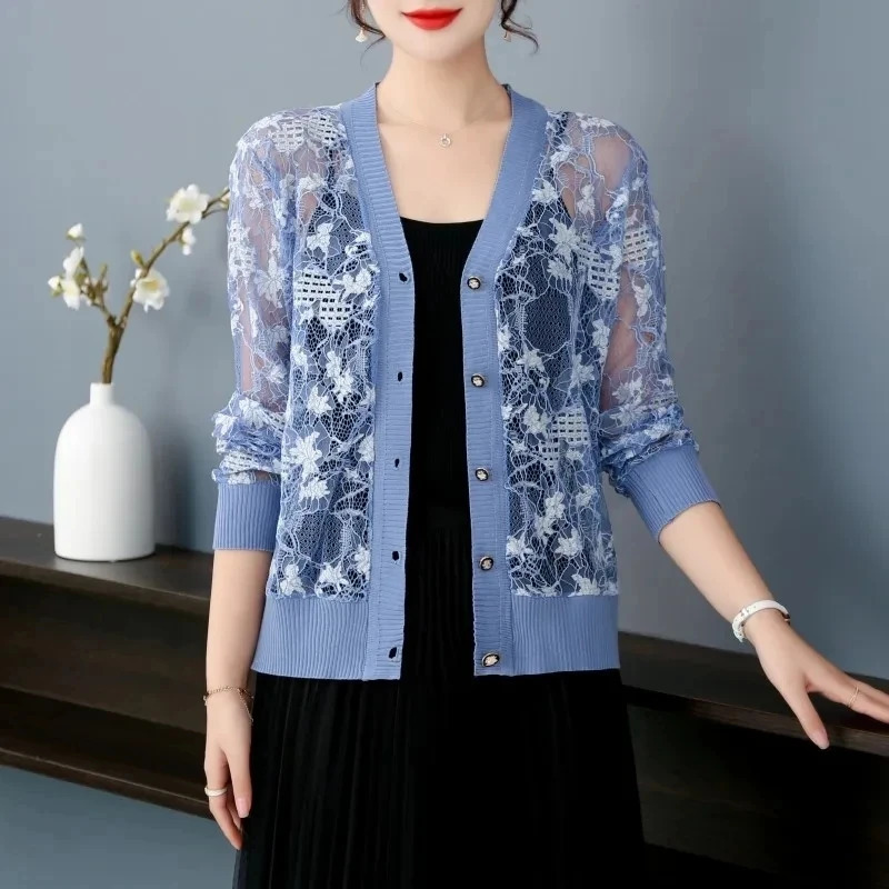 En dentelle en dentelle en dentelle en tricot cardigan veste de veste femme de châle à midage à midage