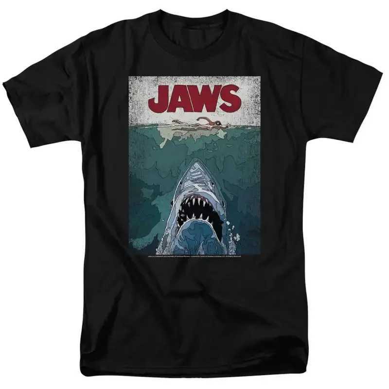 2025 Summer New 1975 Jaws Vintage Mens-T-Shirt Retro Mens T-Shirt Harajuku Graphic T Shirts Emo Anime Clothes Men Clothing X250613
