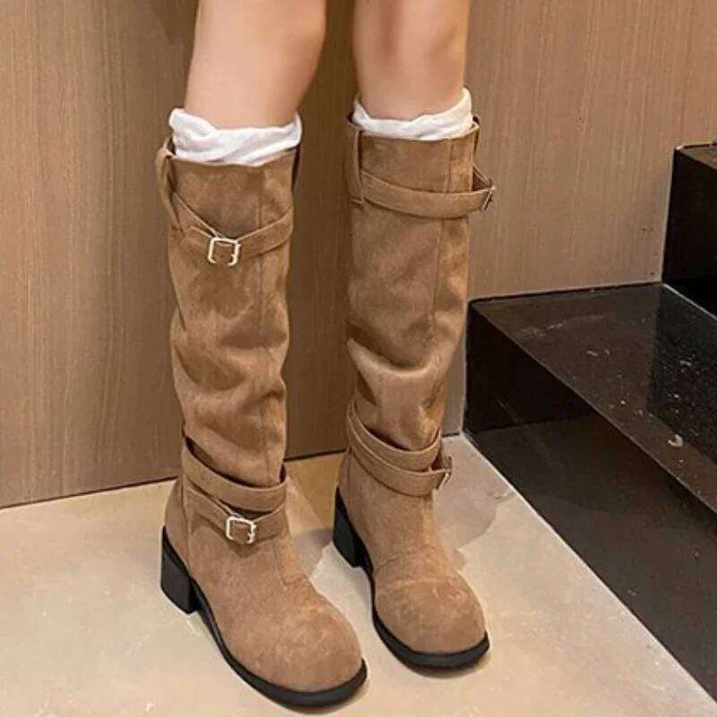 2024 Nouvel An Hermeuse de haute qualité Y2K Style vintage Barreau détachable Bottes occidentales pour femmes chaussures de chaussures 35-42