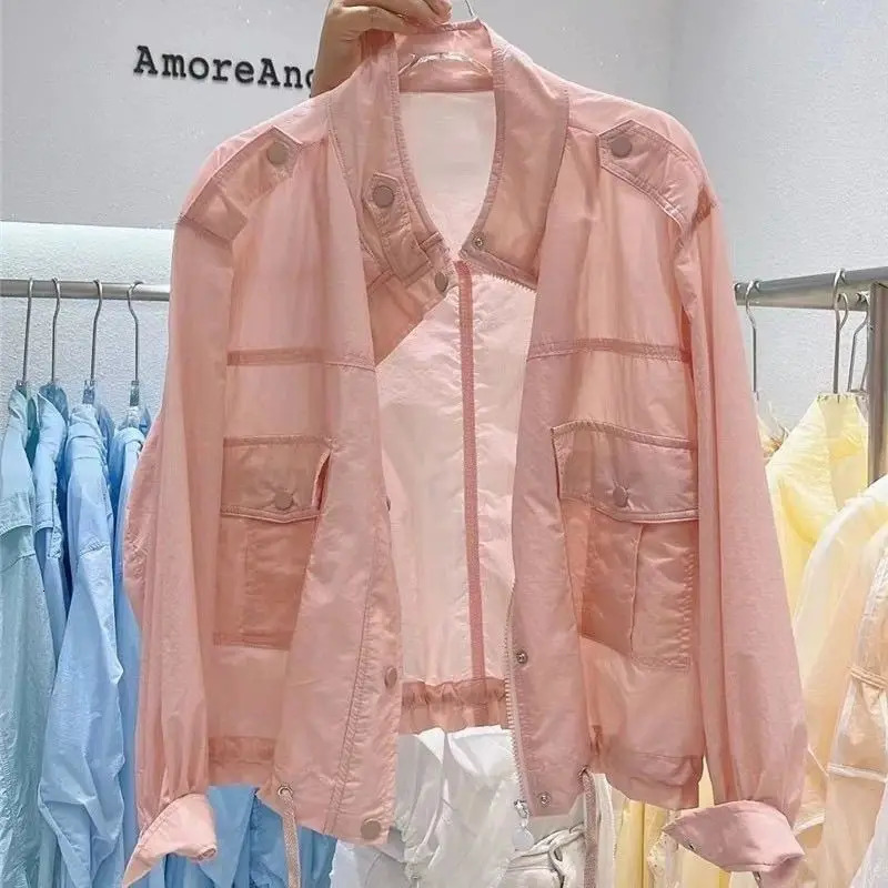 Collier de support d'été Vêtements de protection solaire décontractés pour les femmes lâches ultraviolets fines veste courte 250611