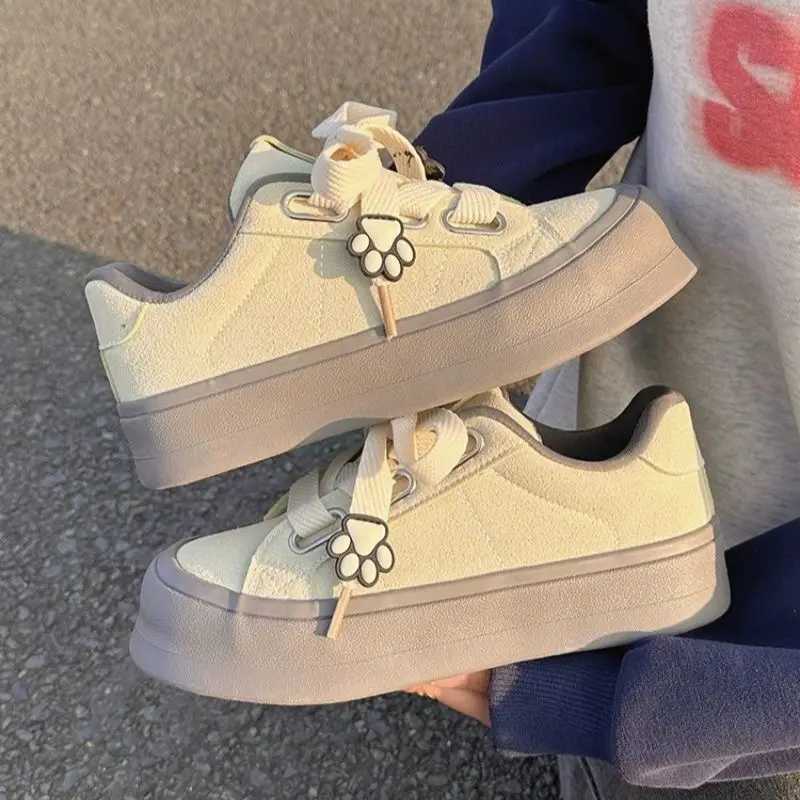 Whit Canvas Shoes for Women High Platform Spring Autumn Womens Footwear Aesthetic Y2k Fashion Deals Comfortable and Elegant 39 Z250613
