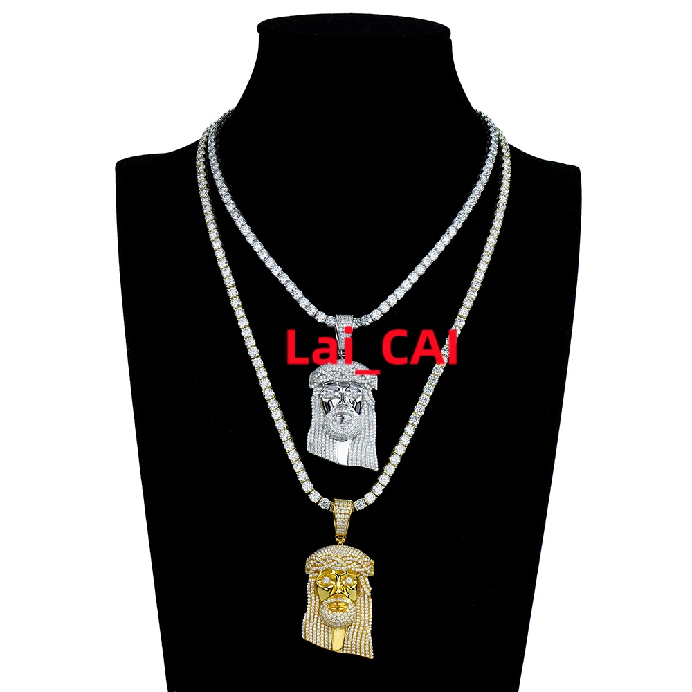 Custom Hiphop High Quality Gold Plated 925 Silver Mossanite Jewelry Jesus Piece Iced Out Moissanite Pendant for Tennis Chain