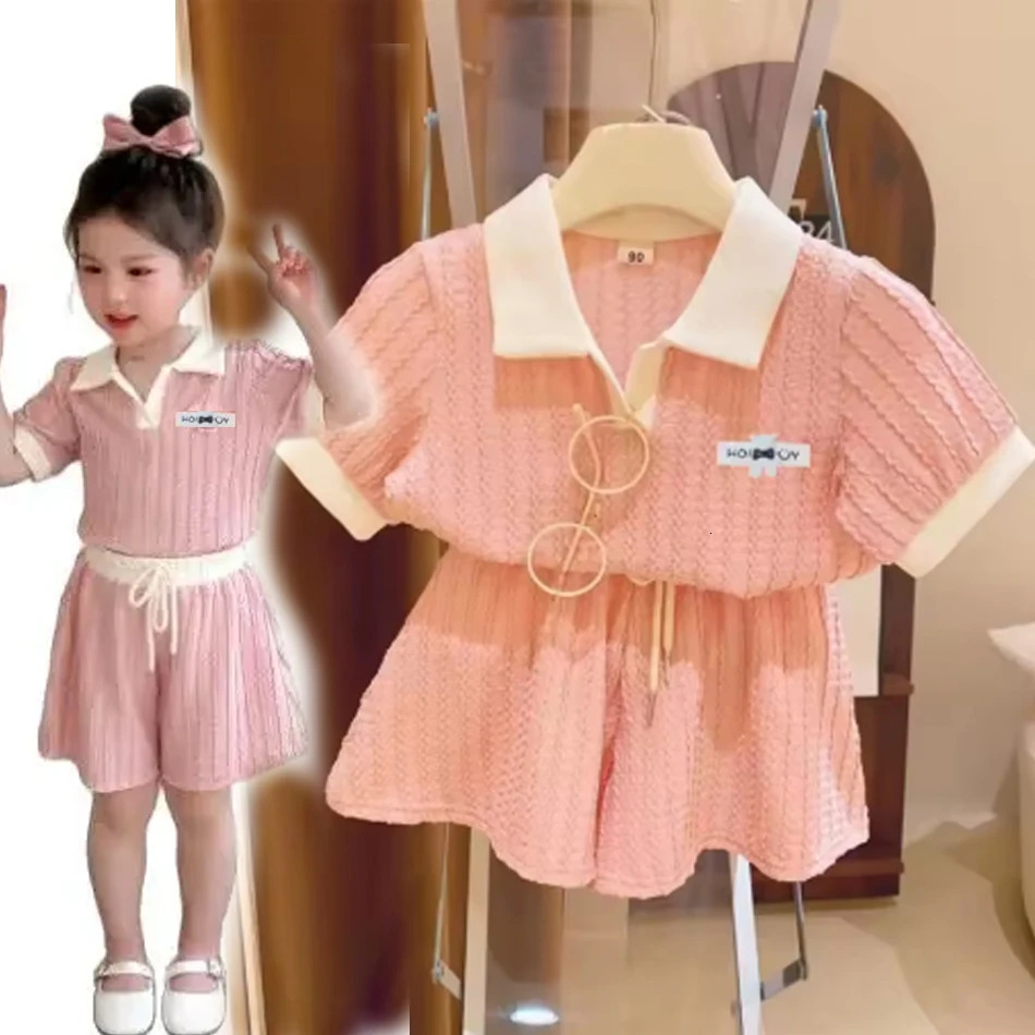 Bébé filles vêtements d'été enfants mignons doux à manches courtes topshorts 2pcs tenues enfants Contracts de sports de sport costumes 210y 25061