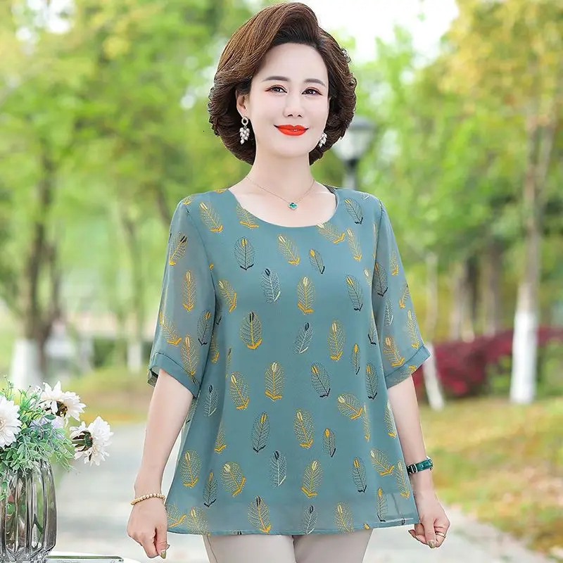 Summer Womens Fashionable Chiffon Short-sleeved T-shirt 250609