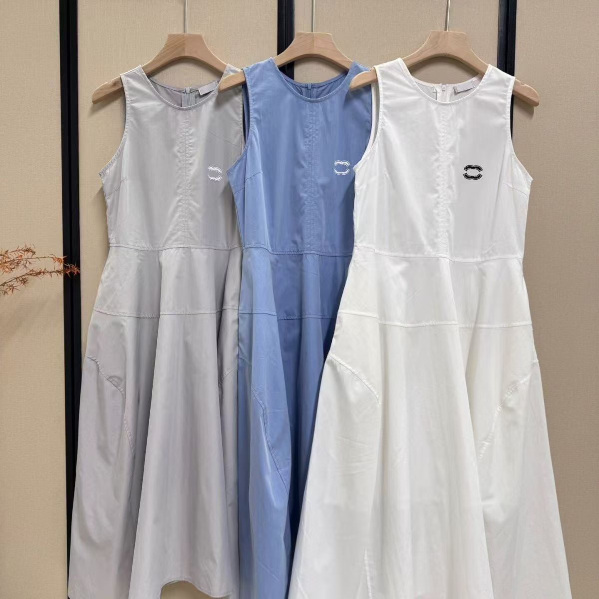 Robes décontractées de base Robe de créatrice pour femmes pour femme char supérieur suer news sans manches sliing rond coulle coincer jupe longue