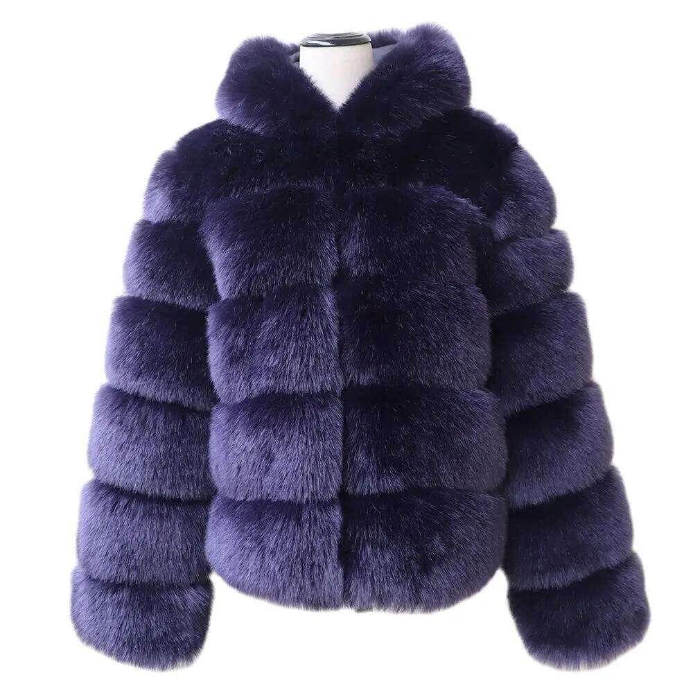 Vêtements de créateurs 2025 HJQJLJLS 2022 Hiver Nouvelles femmes épaisses chaudes brutes Fox Fox avec manches longues à capuche à capuche
