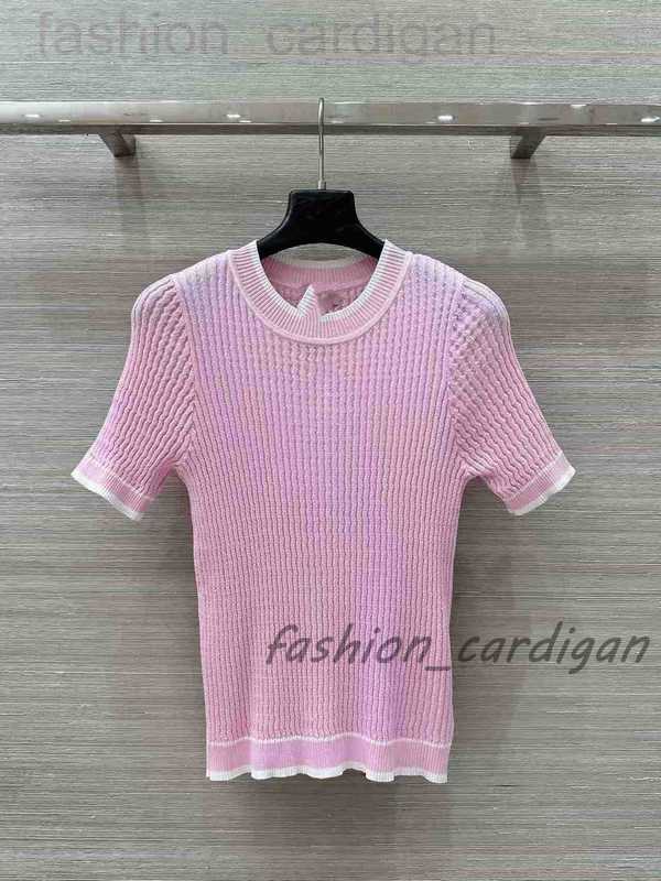 Women's Knits Amp Tees Luxury For Woman Designer Free Shipping Pink O Neck Short Sleeves Women Tops High End Knitting Sweater 53101 254D