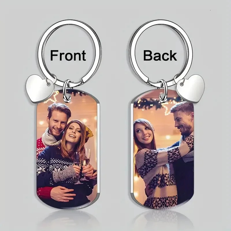 Personalized Custom Stainless Steel Keychain Upload Pos Love Elements Punk Style Suitable For Birthdays Unique Keychains 250530