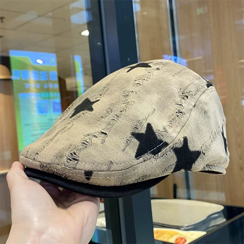 Y2k Retro sboy Cap for Women Men British Star Printed Beret Hat Forward Hats 250612
