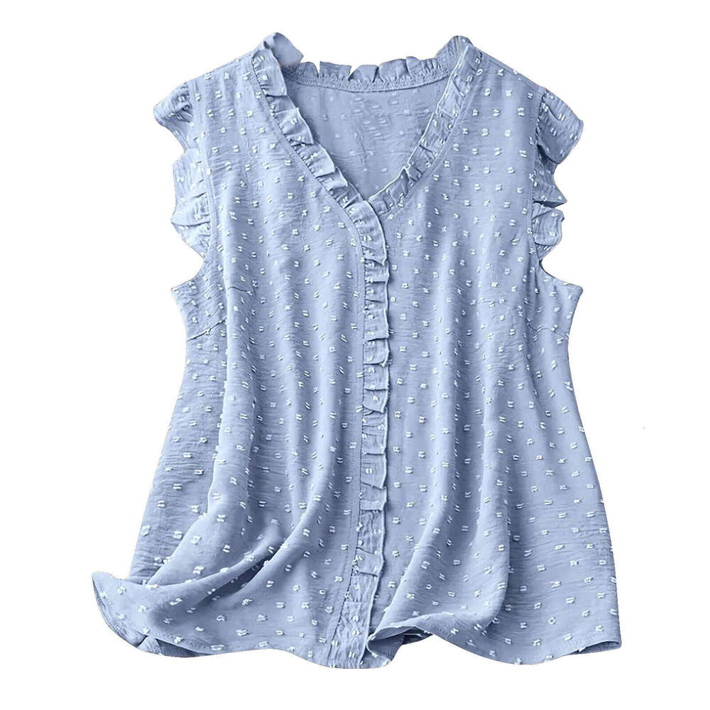 New Summer V-Neck Top Fuzzy Fabric Sleeveless Vest With Chest Darts B5