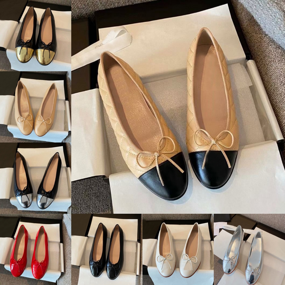 2025 Women Dress Shoes Designer Ballet Shoes Flat Sneaker Spring Autumn Leather Black White Beige Letter Bow Dance Formal Sneakers Lady Trample Slip