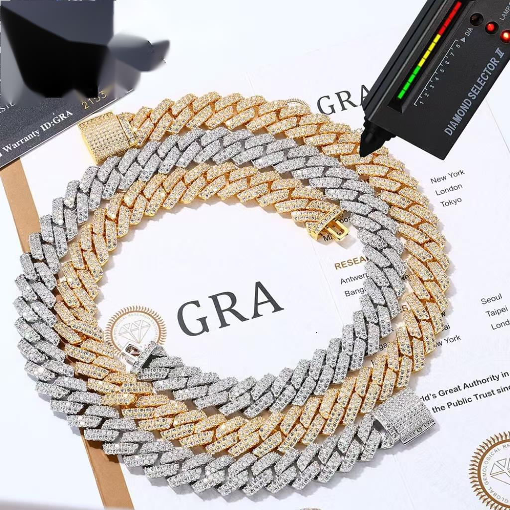 OACOCA OACOCA Hip Pop Jewelry 925 Sterling Silver High Quality Vvs Moissanite Iced Out Cuban Link Chain Men Necklace