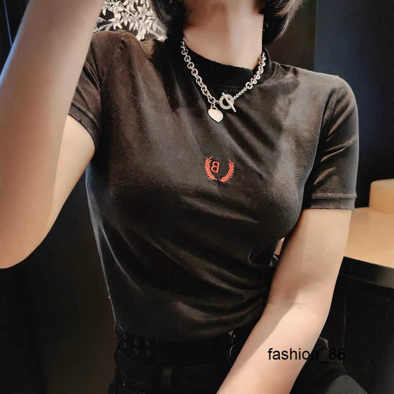 Designer 25ss High Version B Brand Summer New Men and Women Couple Style Classic Wheat Spike Double B Letter Embroidery Slim Fit Short Sleeve QLI0