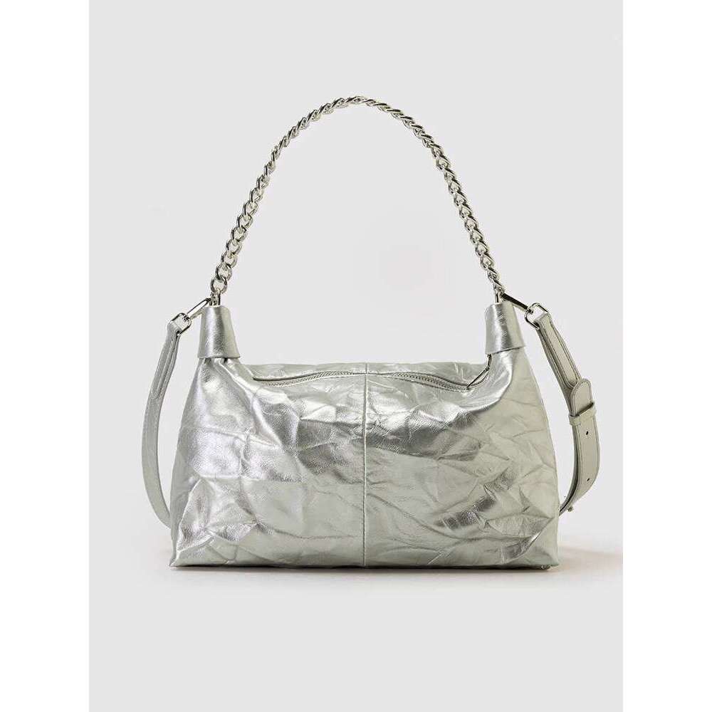 Niche à la chaîne plissée Niche de style coréen simple sac à main de banlieue simple sac à main large sac à bandoulière