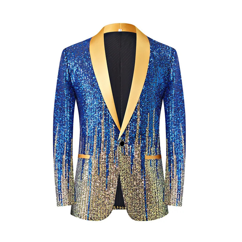 Colorful Meteor Gradient Sequins Y Mens Blazer Green Fruit Banquet Ban Host Bar Sparkling Pison Robe de costume masculin 250610