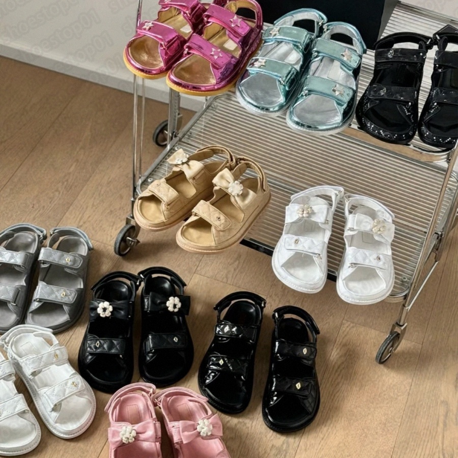 Quilted Dad Sandal designer sandals Printed Tweed Sparkle women sandale Black Leather Denim Pink Ecru Cotton Silver Suede pink blue redHDtN#-image-924404072
