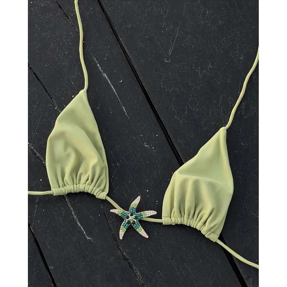 Micro bikinis 2025 Sexie de maillot de bain sexy Femmes Swimwear Halter Bikini Set Colorful Starfish Biquini Bathing Costume Beachwear Femme
