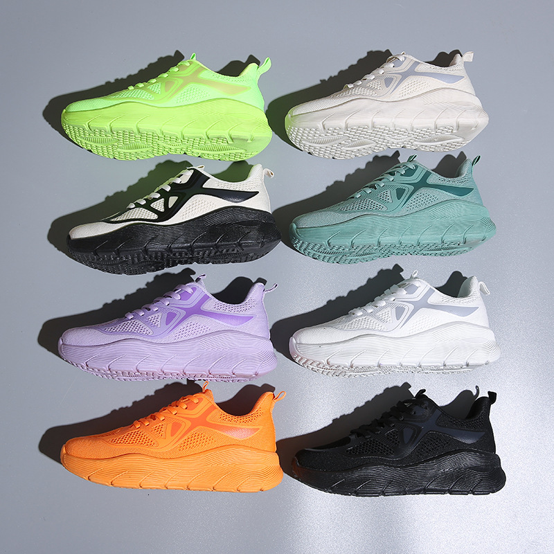 Nouvelles chaussures de sport à couple respirant multifonctionnelles, chaussures de course masculines et femmes de couleur légère, chaussures de