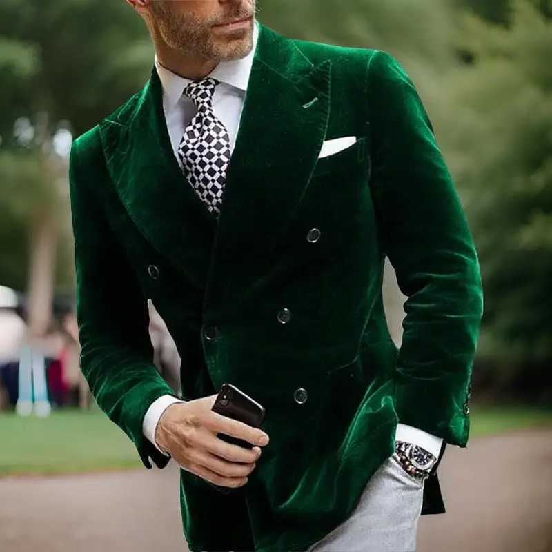 Velvet Blazer à deux poitrines pour les hommes Dîner de style italien veste de bal fumer veste élégante pour la fête de mariage 2025 250529