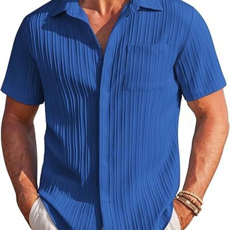 SpringSummer explosive fashion summer mens striped casual beach shirt Short sleeve lapel urban to w250520