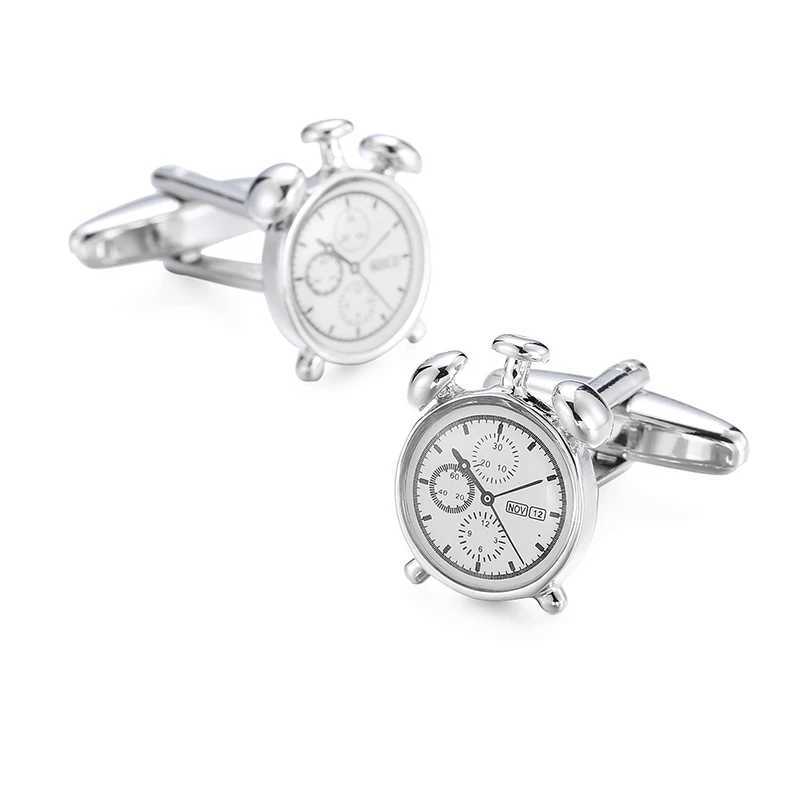 High quality alarm clock cufflinks fashionable French shirt badge brass material brand design mens wedding cufflinksXJ250614-image-1062007705