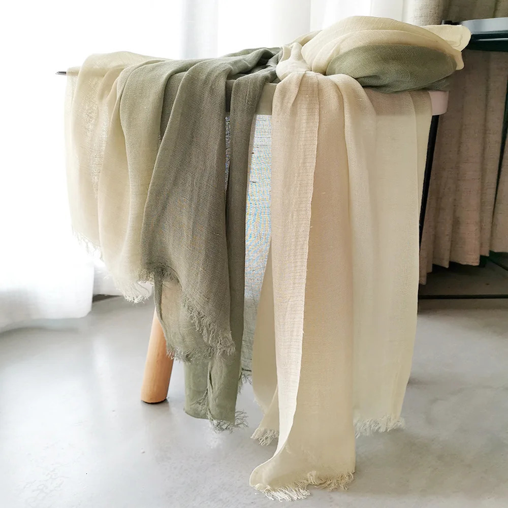 1Pc 190X90Cm Women Fashion Thin Cotton Linen Scarf Summer Female Outdoor Color Matching Travel Simple Sun Protection Scarf Shawl 250610