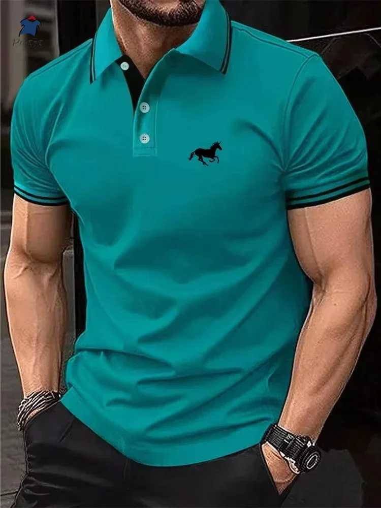 2025 Mens T-shirt Classic Short sleeved Polo Shirt Summer Top Casual T-shirt Button Lapel Super Large S-3XL Casual Polo Shirt Z250613